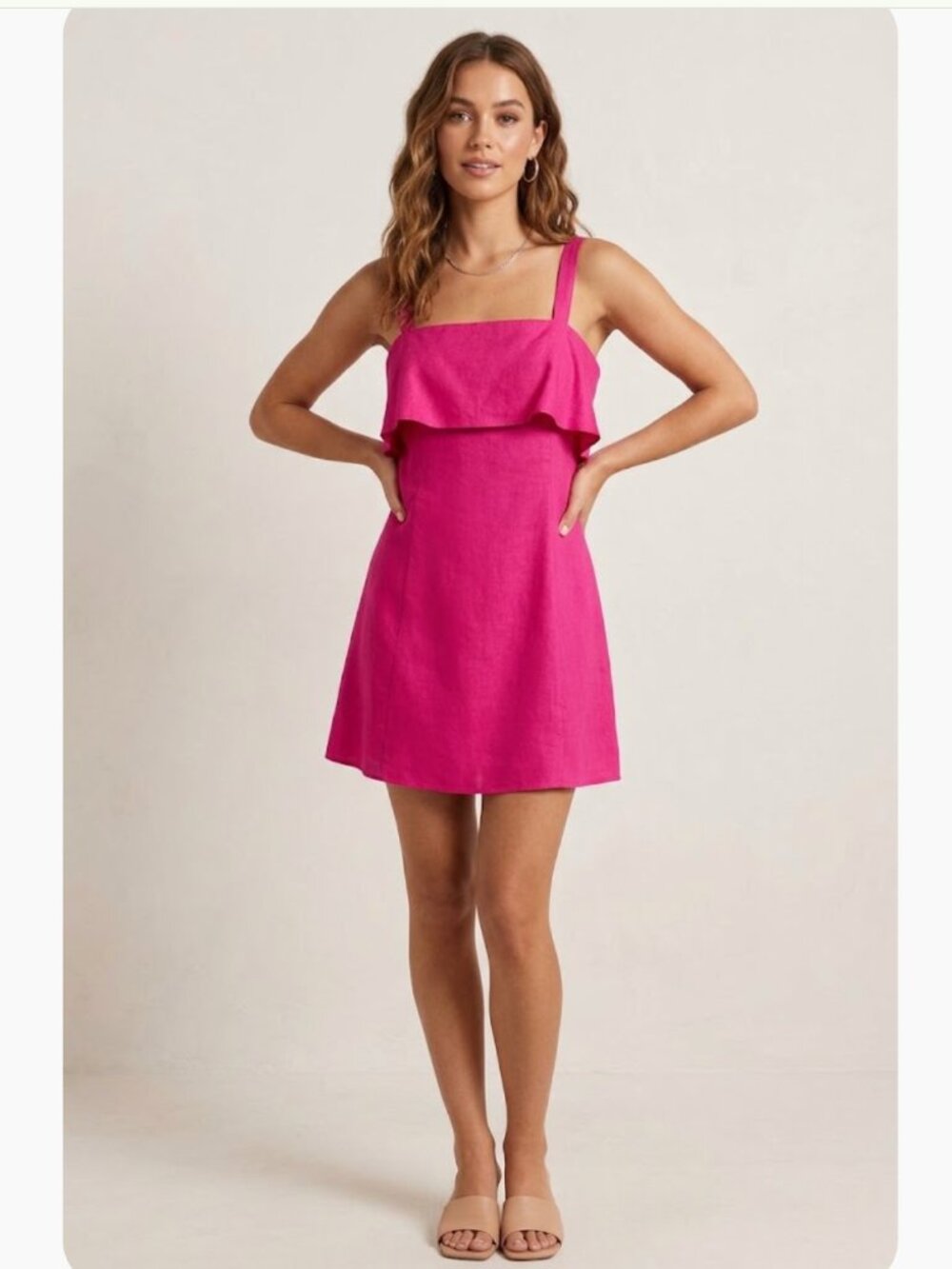 NWT  Banana Republic linen blend hot pink mini dress SZ-18